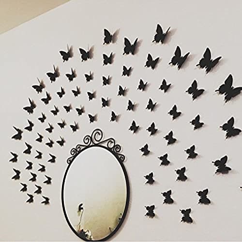 JAAMSO ROYALS Black 3D Butterfly Stickers for Wall, Butterfly Decoration Items, Butterfly Stickers, Butterfly Wall Decor, Butterflies, Butterflies for Wall Decoration 24 Piece (13 cm x 15 cm)