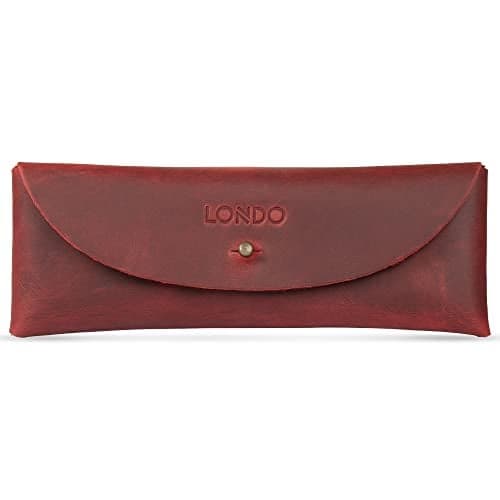 Londo Genuine Leather Retro Pen and Pencil Case - Metal Snap Fastener, Pencil Pouch Stationery Bag