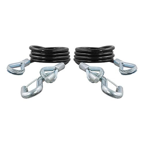 CURT 80136 43-7/8-Inch Vinyl-Coated Trailer Safety Cables, 3/8-In Snap Hooks, 3,500 lbs Break Strength, 2-Pack