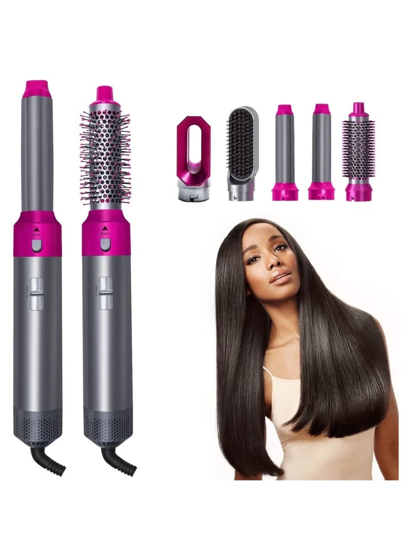 5 in 1 Hair Styler, New Updated Air Styler with Hot Air Brush, Air Curler, Hair Dryer, Straighteners,Wrapper, Negative Ion Hair Warp Suitable for All Hair Types