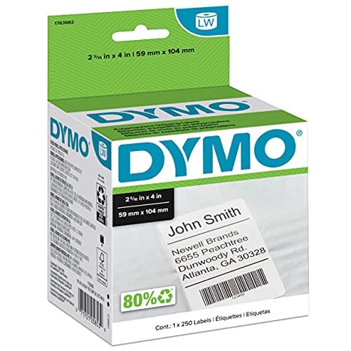 DYMO LW Shipping Labels for LabelWriter Label Printers, White, (2-5/16 x 4)-Inch, 1 roll of 250 (1763982)