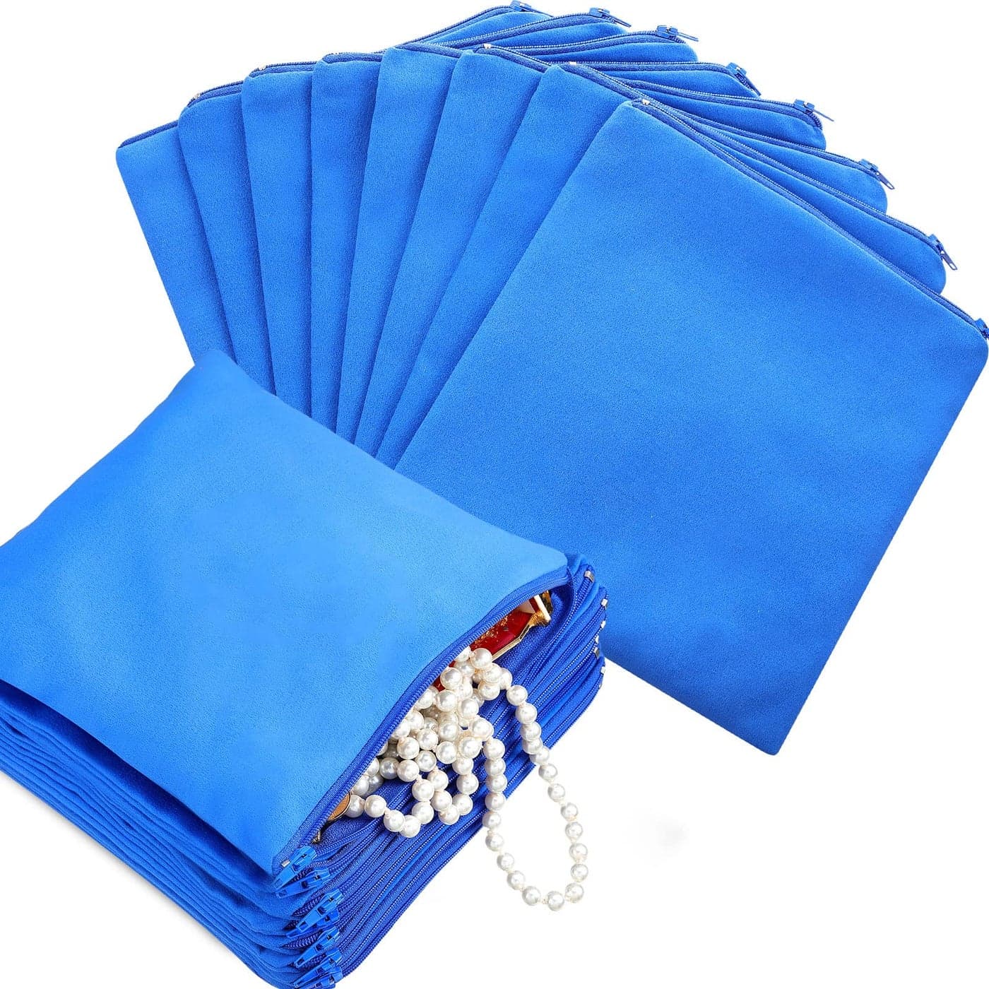 Sanwuta 8 Pcs Zippered Silver Storage Bags Anti Tarnish Silver Pouches Keeper Jewelry Storage Protector Bags79 x 79 InchNavy Blue