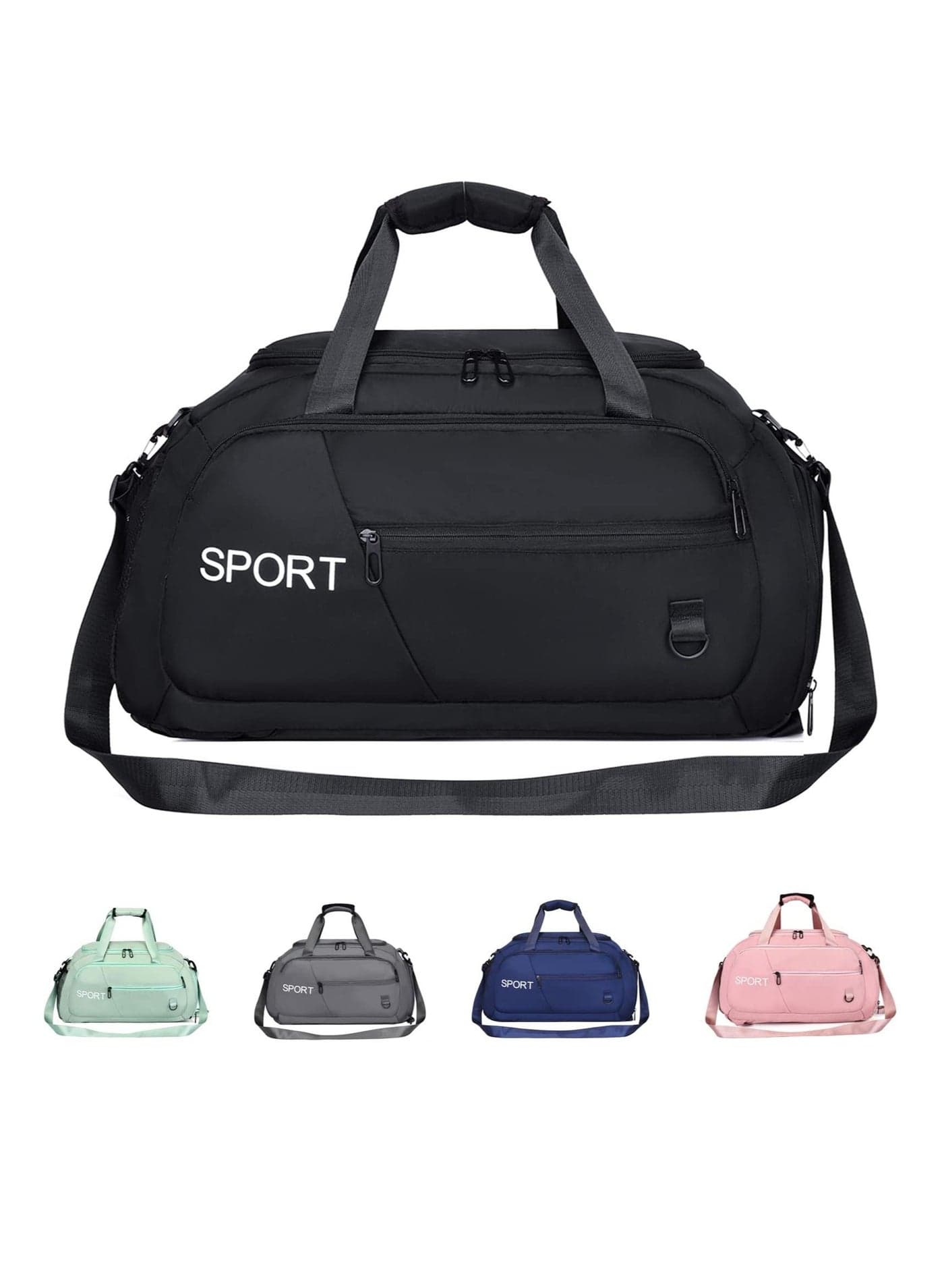 Sports Duffle Bag, Travel Gym Duffel Bagwith Shoe Compartment &Wet Pocket, Foldable Bags for Men Women, Waterproof Carry on Bag Backpack(Black)