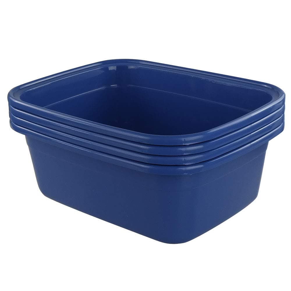 Morcte 4Pack Washing Basin Dish Pan 16 Quart Large Plastic Wash Basin Blue
