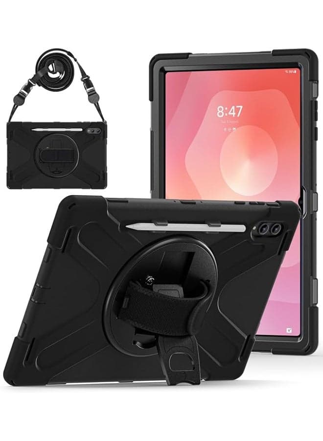 Shockproof Case for Samsung Galaxy Tab S11 Ultra 14.6 inch with Rotating Kickstand Hand Strap Pen Holder and Shoulder Belt