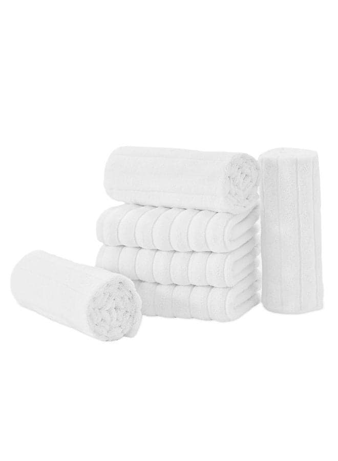 Luxury Ribbed Hand Towels, 100% Turkish Cotton, Quick Dry, Soft and Absorbent Bathroom Towels, Brampton Collection, 6-Pack - 20 x 32 Inches (White)