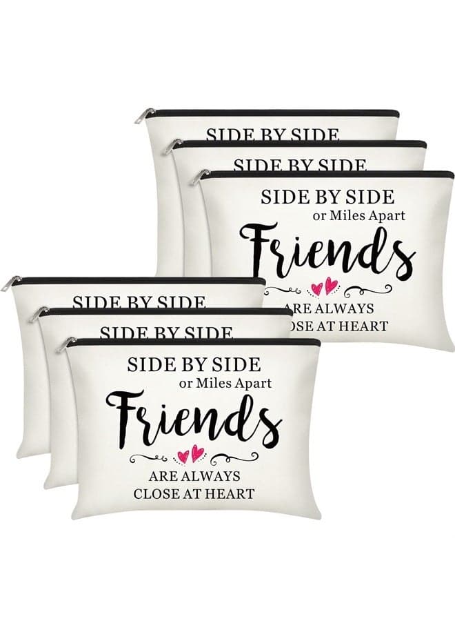 6 Pieces Friendship Cosmetic Bag Makeup Side Bag Girls Weekend Gifts Friends Makeup Bag for Christmas Friendship Present Travel Pouch Friend BFF Gifts for Women Honeymoon Birthday (Heart Pattern)