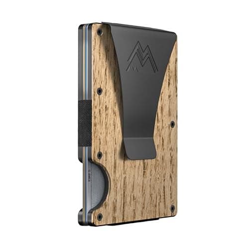 Mountain Voyage Co Minimalist Wallet for Men & Women - Slim RFID Wallet, Scratch Resistant, Credit Card Holder & Money Clip, Easily Removable Money & Cards, (Beech Wood Carbon)