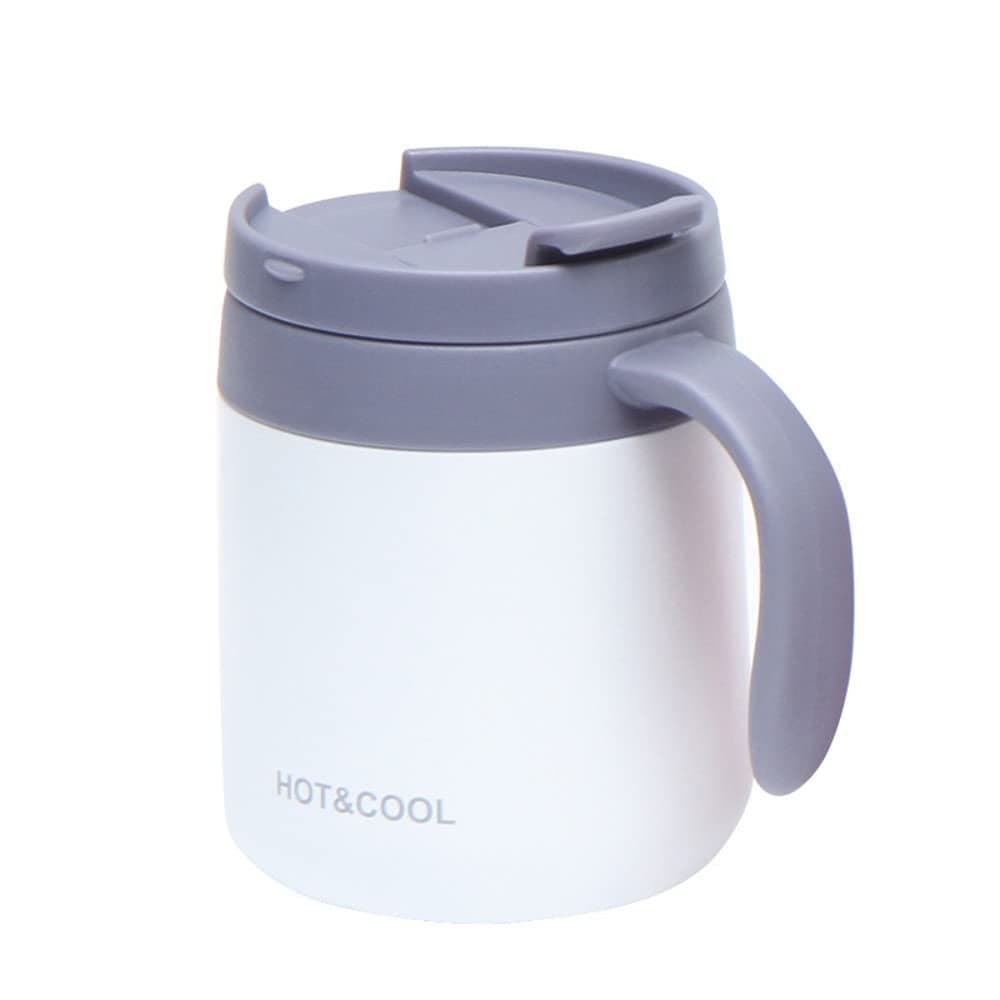 Leeonz 350ml Thermos Cup 304 Stainless Steel Insulated Coffee Mug with Handle Thermos Cup for Home Office (White)