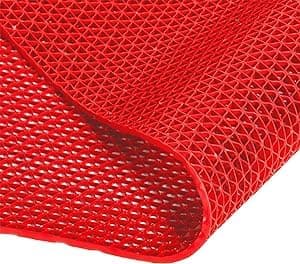 TIB Anti Skid & Multipurpose PVC Rubber Mat for Floor, Swimming Pool Mat, Shower Mat, Carpet, Rainmat, Bathroom Mat, Waterproof Entrance Doormat, 4X4 Feet Red