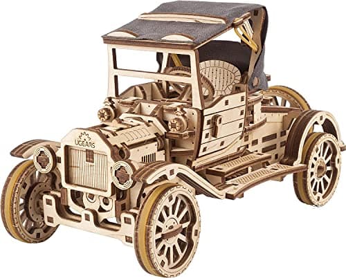 UGEARS Retro Car Model T 3D Wooden Puzzles for Adults Wooden Model Kits for Adults Model Classic Car Kits Hobbies for Men Models for Adult to Build Brain Teaser Hobby Set