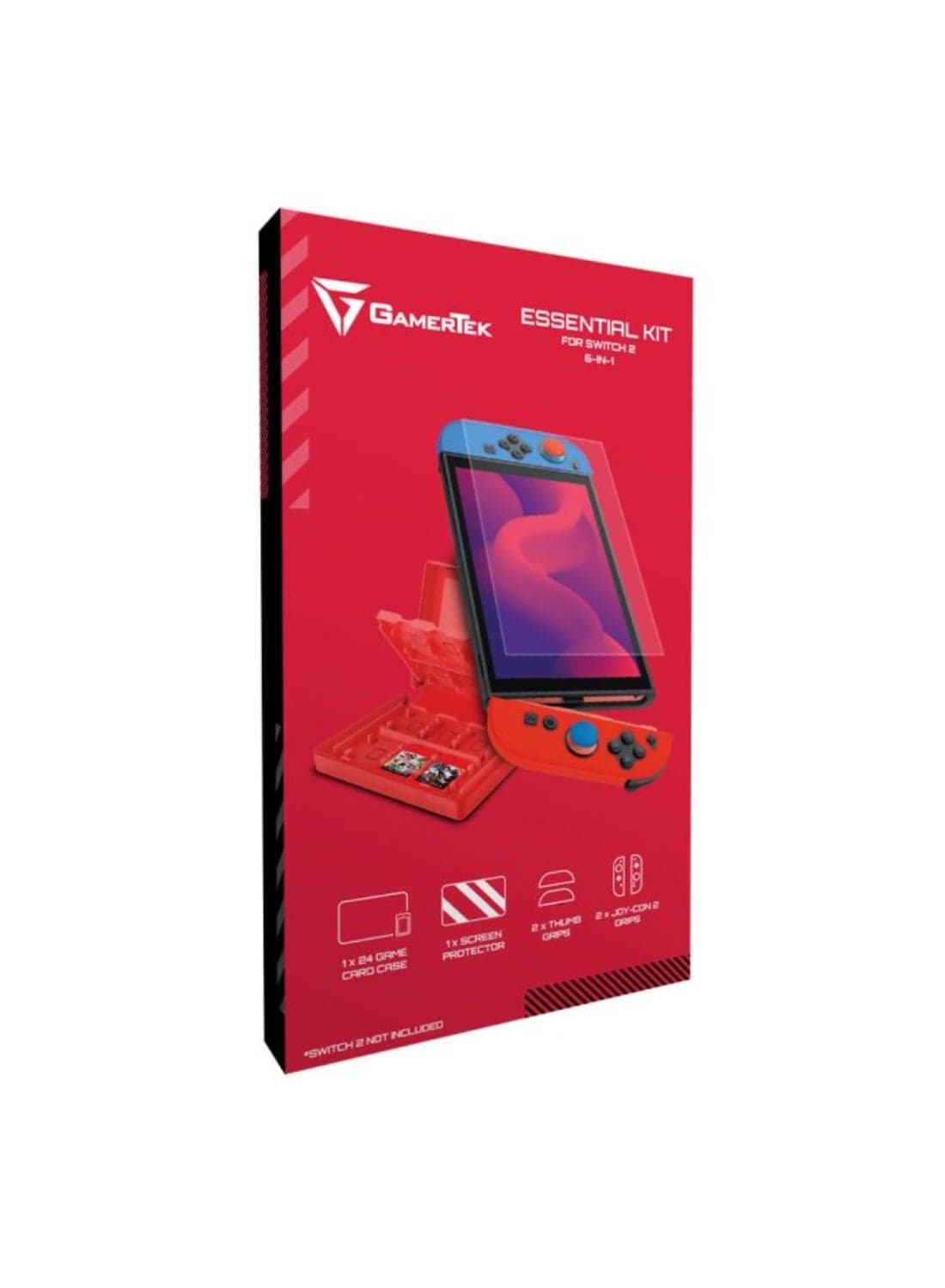 Essential Kit For Nintendo Switch 2 – 6-In-1 Starter Pack With Game Card Case, Screen Protector, Thumb Grips And Joy-Con Covers