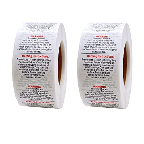1000 Pcs Candle Warning Labels15 Inch Candle Safety Stickers for Candle Making DIY Candle Jars White