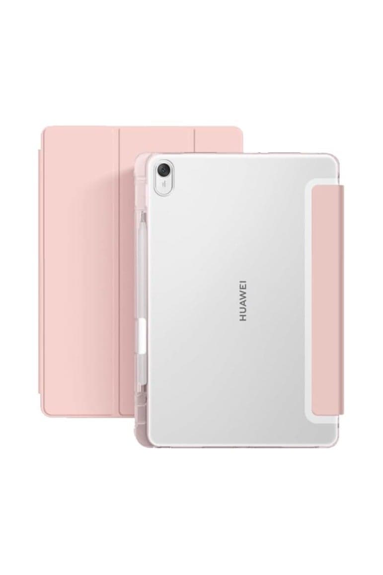 Case Compatible with Huawei Hi MatePad 11.5-inch 2025 Tablet, Trifold Stand Cover Case with Pencil Holder,Leather Clear Transparent Back Cover (Pink)