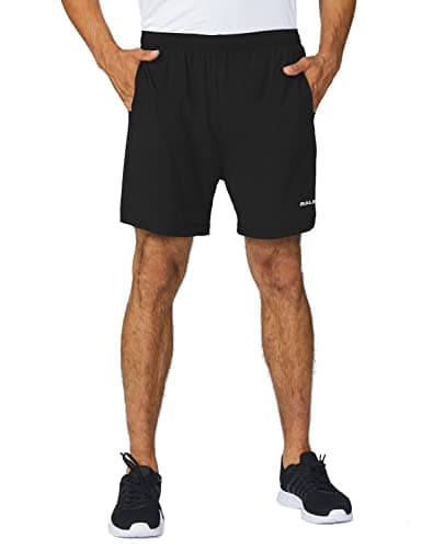 baleaf Men's 5" Running Athletic Shorts Zipper Pocket for Workout Gym Sports Lightweight Quick Dry Black Size M