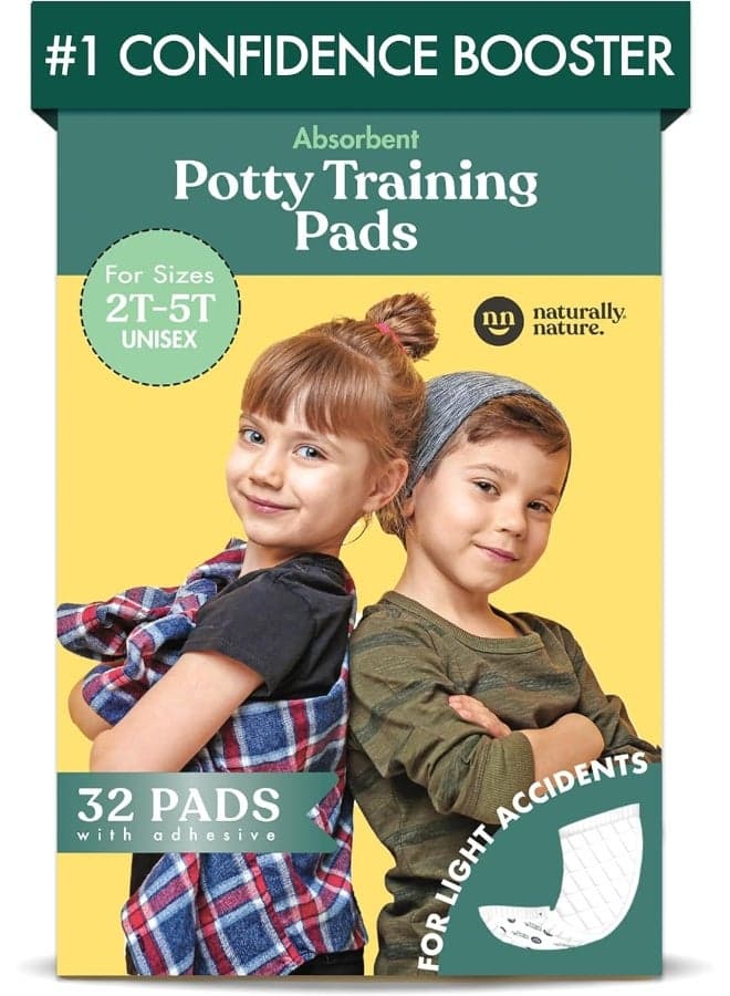 Naturally Nature Absorbent Potty Training Underwear Inserts for Toddlers - 32 Pads for Girls & Boys | One-Size, Perfect for Light Accidents