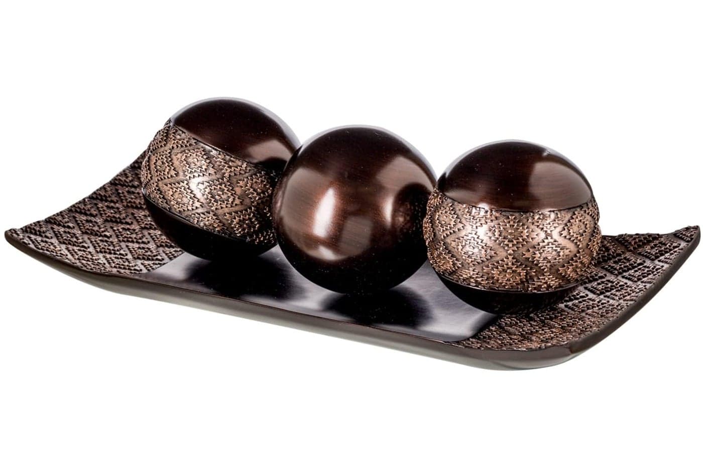 Creative Scents Dublin Brown Tray and Ball Set Living Room Entry Table Decor Centerpiece Table Decorations Decorative Tray for Dining Room Accent Decor Bowl for House Decoration