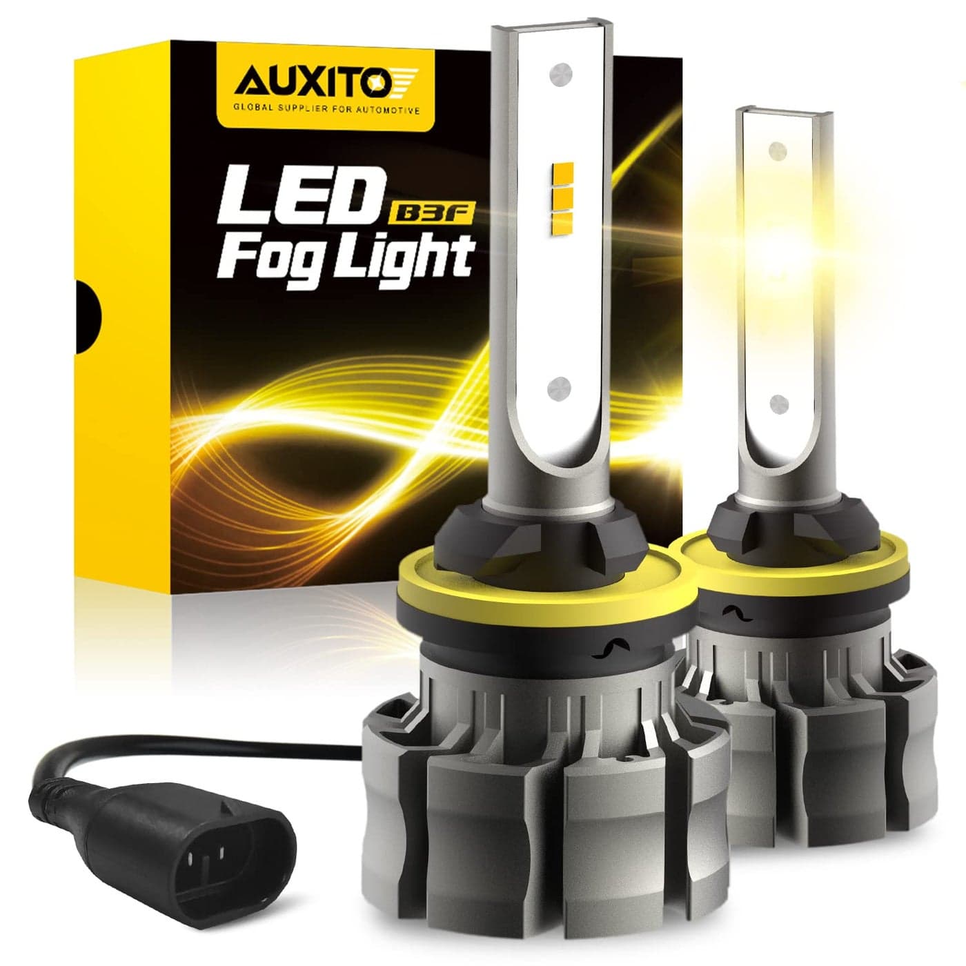 AUXITO 880 LED Fog Light Bulbs 6000LM 3000K Amber Yellow lights 300 Brightness 885 893 899 Led Fog Lights CSP LED Chips DRL Replacement for Cars Pack of 2