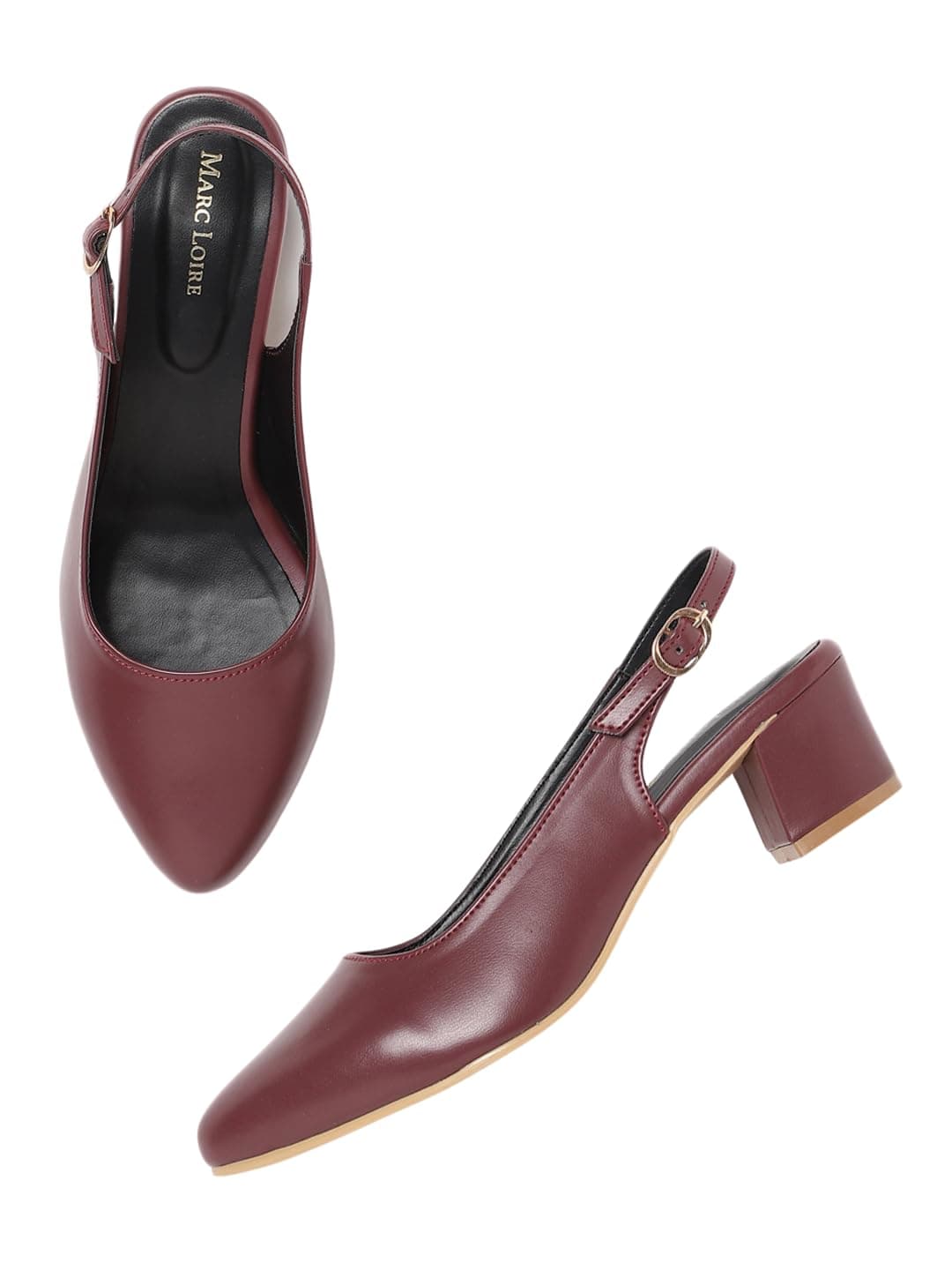 Marc Loire Women's Pointed Toe Block Heel Pumps for Office, Party and Formal Occasions (Maroon, UK Footwear Size System, Adult, Women, Numeric, Medium, 5)