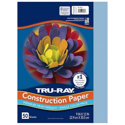 TruRay Construction Paper 50 Recycled 9 x 12 Sky Blue Pack Of 50