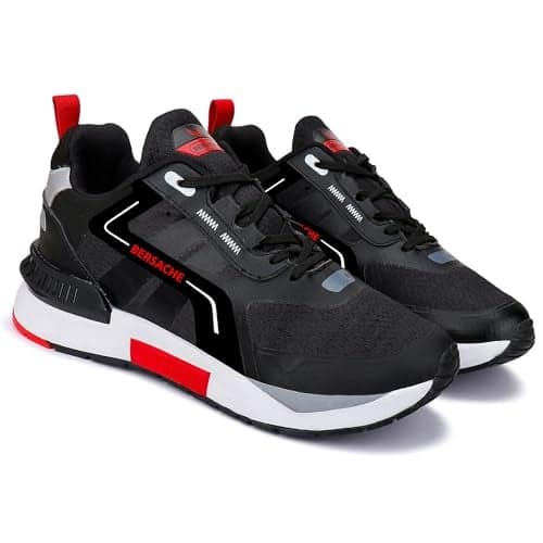 BERSACHE Premium Sports,Gym, Trending, Stylish Running Shoes for Men (Black), 8 UK
