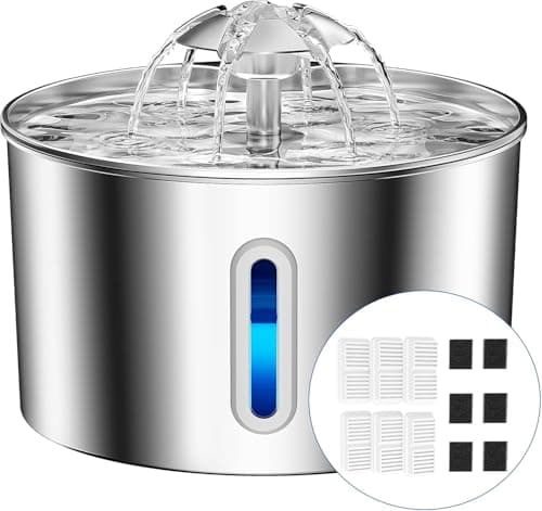 Cat Water Fountain Stainless Steel 74oz22L Automatic Large Pet Watering Bowl Dispenser for Indoor Cats Drinking Fountains with 6 Filter Gifts for Dogs and Kitty Dog Waterer Bowls No Spill