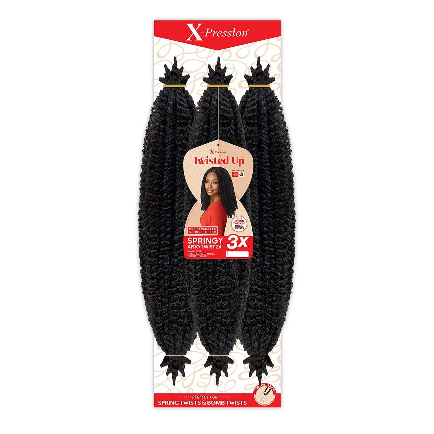Outre Crochet Braids XPression Twisted Up 3X Springy Afro Twist 24 3pack 1B