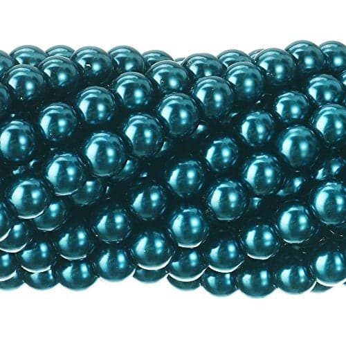 RUBYCA 200Pcs Czech Tiny Satin Luster Glass Pearl Round Beads Beading Jewelry Making 8mm Indicolite