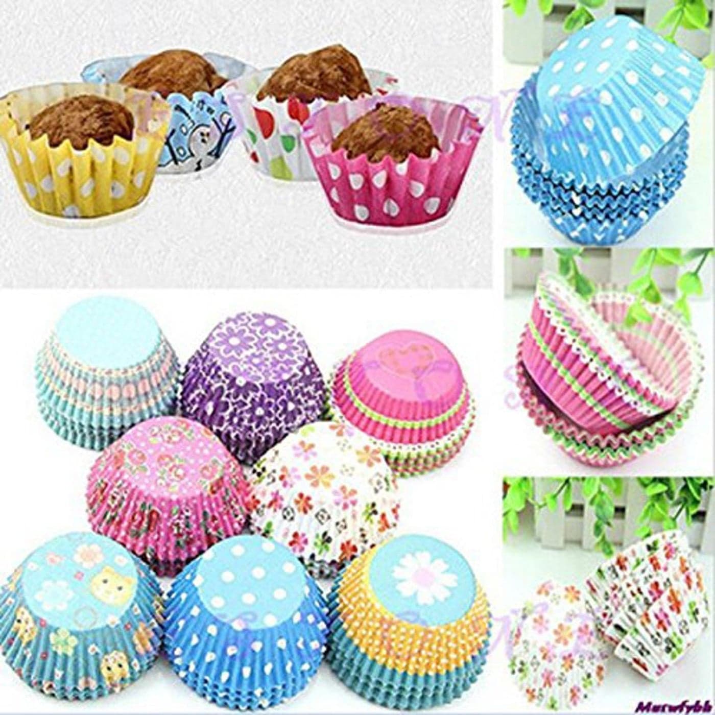 SATVIQ HOME Paper Cupcake Liners NonStick Baking Cups for Muffins Cupcakes Sweets Ideal for Laddus Party Treats Cake Decoration Pack of 500 Cups Multicolour Large 45x25 mm