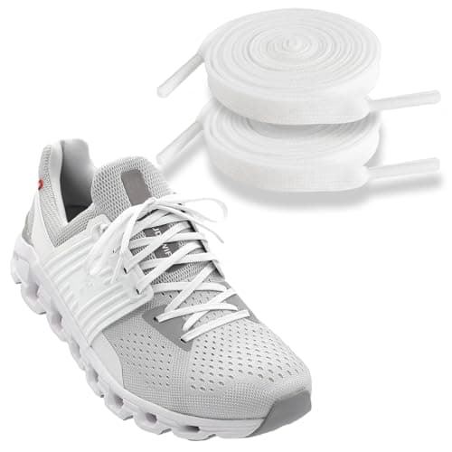 NDTEZUGT 1/4"(6mm) Flat Thin Shoe Laces, Original Athletic Shoelaces Shoe Strings Replacement Laces for On Cloud Sneakers (White, 54''/140cm)