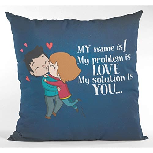 TheYaYaCafe Valentine Gifts for Girlfriend Boyfriend Husband Wife Cushion (with Filler) Cute I Love You Solution Couple Printed Throw Pillow - 12 x 12 inches