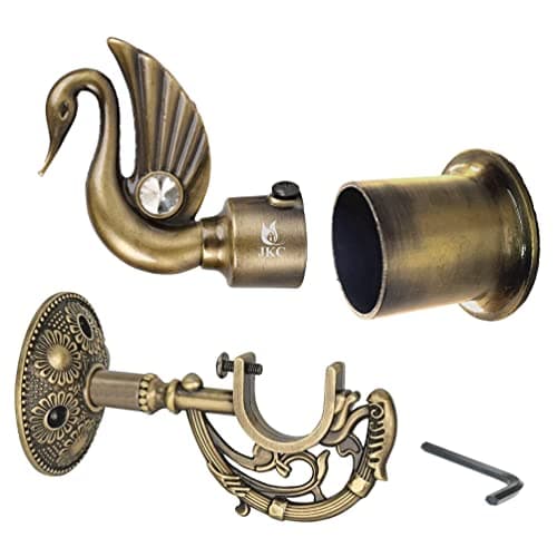 JKC Antique Zinc Alloy Peacock Curtain Brackets and Holders, Curtain Holders for Wall, Curtain Brackets, Stylish Curtain Holder, Curtain Rod Holder, Antique Color - 1 Bracket 1 Holder 1 Wall to Wall