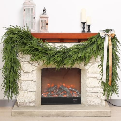 Artificial Norfolk Pine Garland Faux Christmas Garland Fake Green Garland for FireplaceTable Stairs Mantle WindowIndoor OutdoorHomeHoliday Decor 1 PCS9 FT