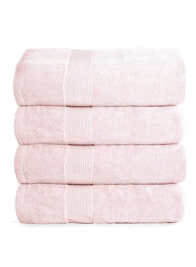4 Pack Bath Towel Set 27x54, 100% Ring Spun Cotton, Ultra Soft Highly Absorbent Machine Washable Hotel Spa Quality Bath Towels for Bathroom, 4 Bath Towels - Pink
