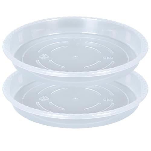 OVZILKI Plant Saucer 2 Pack of 12 inch Clear Plastic Flower Plant Pot Saucer Heavy Duty Plant Drip Trays Saucers for Indoor Plant Water Tray for Planters