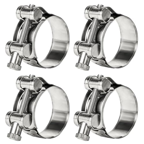 Sieqioor T-Bolt Hose Clamps 304 Stainless Steel (23-25mm 4-Pack) - Heavy Duty Adjustable Clamp for Automotive, Plumbing & Industrial Pipes - Corrosion Resistant, Secure Seal