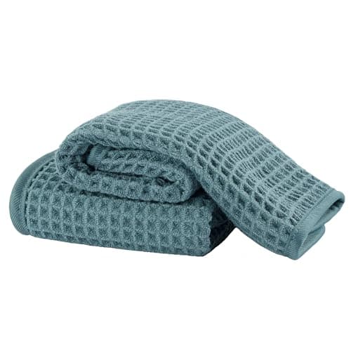 Microfiber Waffle Face Towels 2 Pieces Soft Absorbent Fast Drying Lint Free 430 GSM Green