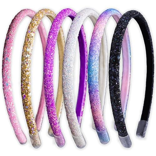 FROG SAC 6 Headbands for Girls - Thin Head Bands for Kids, Toddler Hair Band Accessories, Little Girl Headband, Glitter Mermaid Floral Hairbands, Easter Basket Fillers Stocking Stuffers (Multicolor 1)