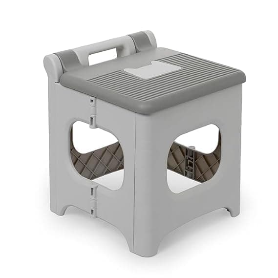 Vroxy Plastic Foldable Portable Step Stool for Adults and Kids Lightweight Folding Stool Camping Chair with Handle for Home Picnic Bedroom and Living Room 1Pcs