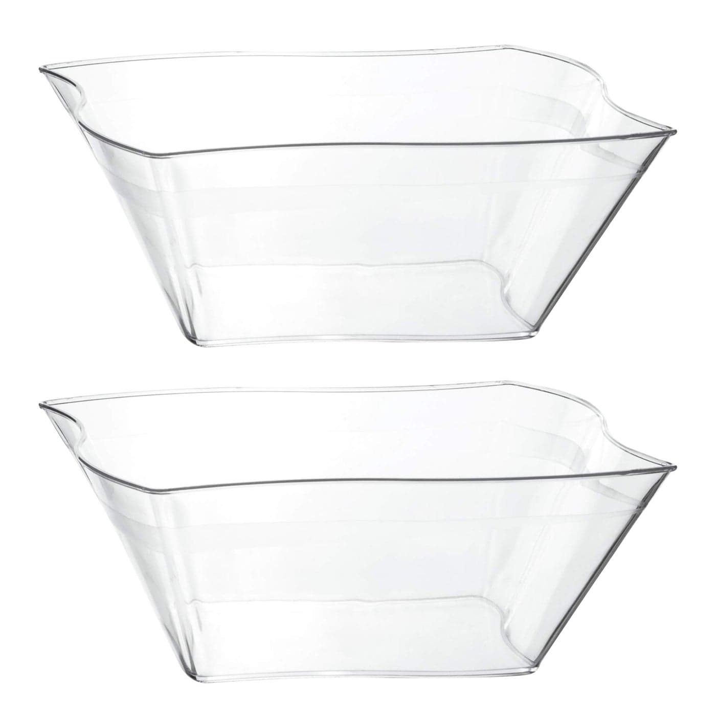 PLASTICPRO Disposable Elegant Wave Design Square Plastic Serving Bowls Heavy Duty for Partys Snack or Salad Bowl 4 Medium