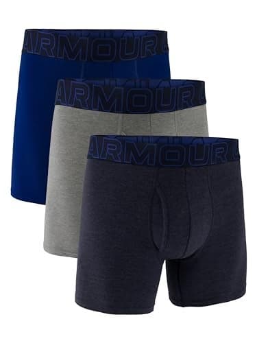 Under Armour Performance Cotton Boxer - Solid 6in 3-Pack, Midnight Navy - Core, SM