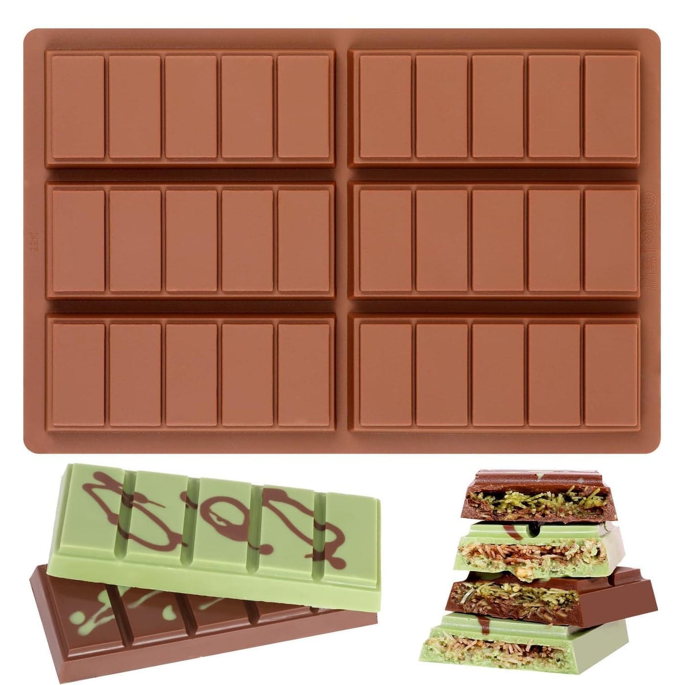 Fimary Chocolate Molds - Non-Stick Chocolate Bar Mold, Break Apart Chocolate Mold Food Grade Deep Chocolate Bar Mold For Tabs Chocolate Milk Chocolate Bar Chocolate Snacks