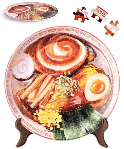 PieceRelax 3D Puzzle Plate 124 Pieces Soy Sauce Chashu Ramen Jigsaw Puzzle for Adults Decorative Plate with Durable Plastic Pieces Ideal Gift for Home or Office Dcor PL1012
