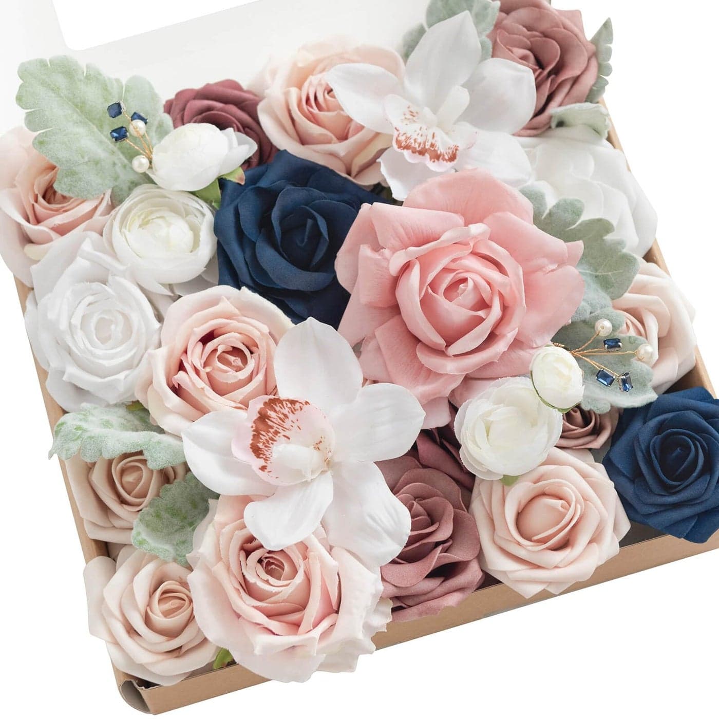 Lings Moment Luscious Dusty Rose Navy Artificial Wedding Flowers Combo for Wedding Bouquets Centerpieces Flower Arrangements Decorations
