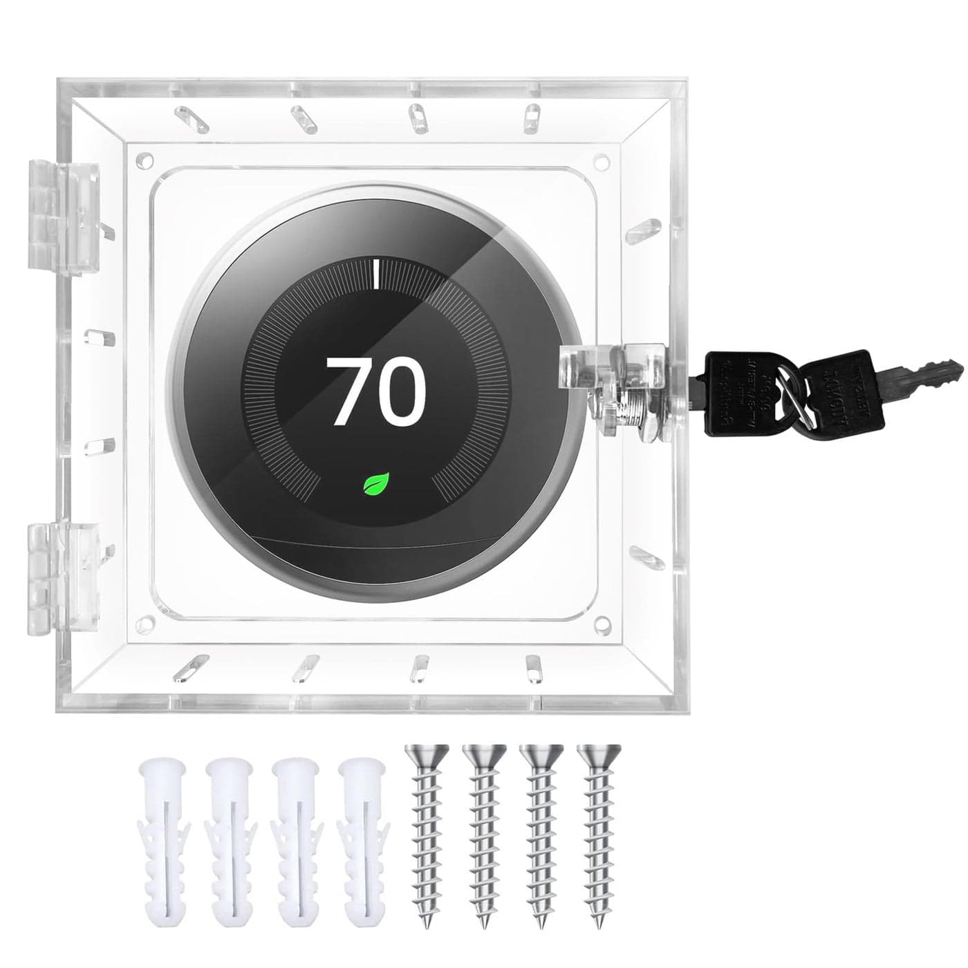 Young Dance Thermostat Lock Box with Key Thermostat Cover Universal Thermostat Lock Box Clear Small Thermostat Guard for Wall Thermostats for All Type Nest Thermostat 472453197 or Smaller
