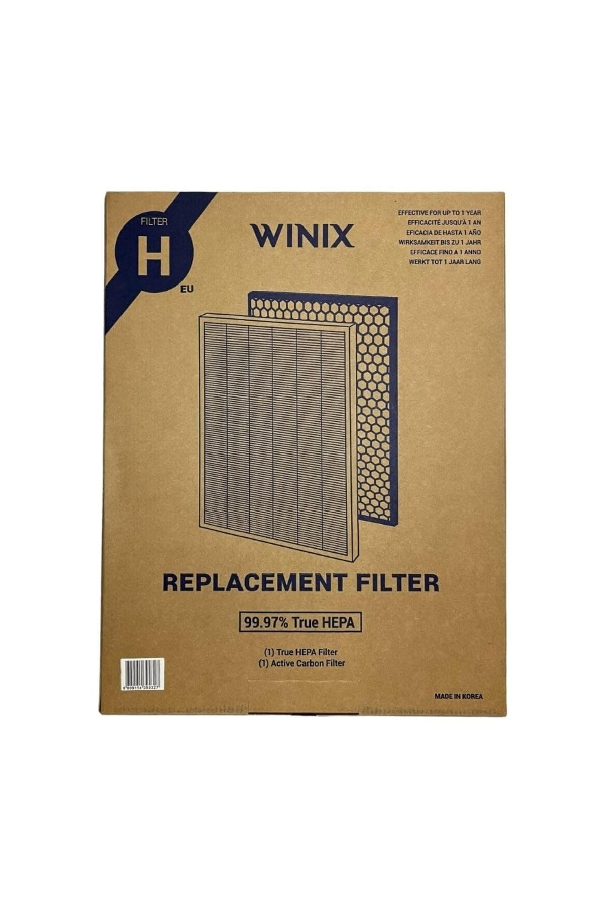 Genuine Winix 116130 Replacement Filter H for 5500-2 Air Purifier , 16.25"L x 12.5"W x 1.5"Th, White