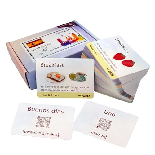 Spanish Vocabulary Educational Flashcards for Beginners