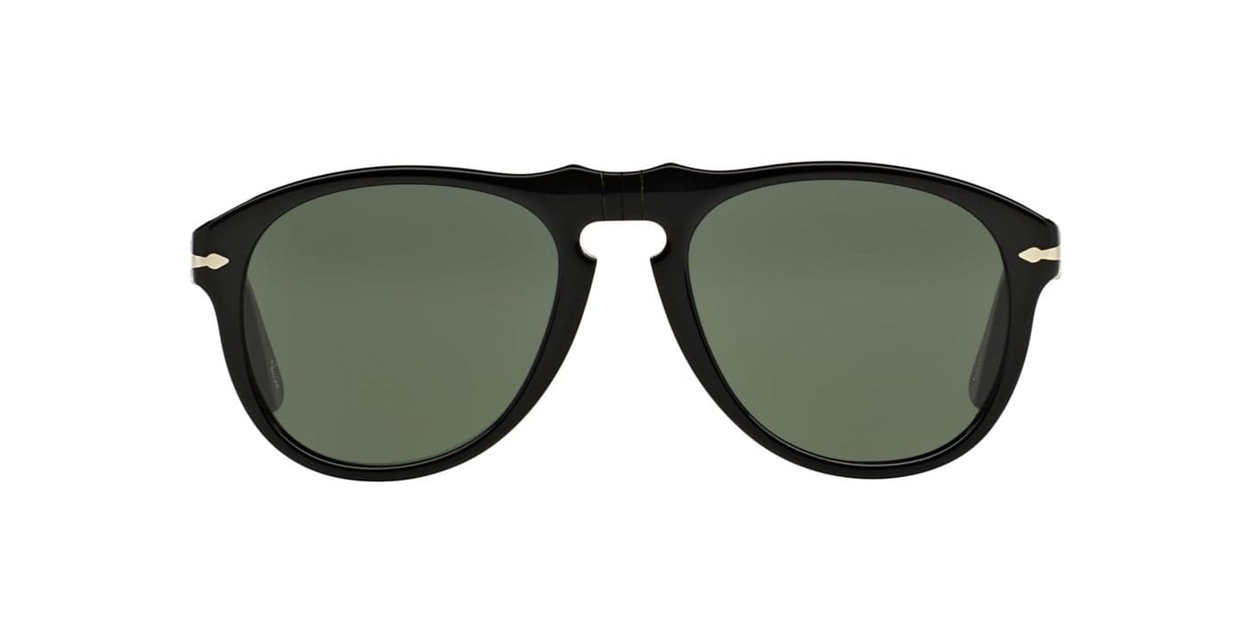 Persol PO0649 Aviator Sunglasses, Black/Green, 54 mm