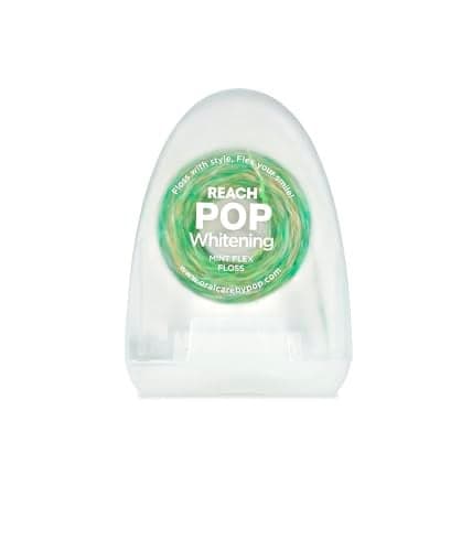 REACH POP Whitening Dental Floss, Mint, Baking Soda Infused, Teeth Whitening, Plaque Remover for Teeth, Shred Resistant, Vegan Wax, Cruelty Free, Oral Care, PFAS Free, 1 Pack, 54.6 yd