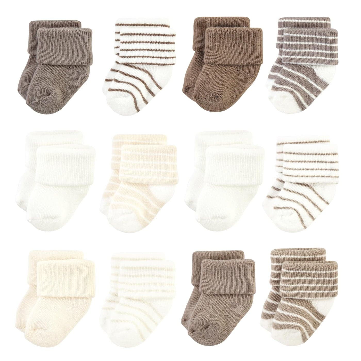 Hudson Baby Unisex Baby Cotton Rich Newborn and Terry Socks Beige Stripe 12 Pack 06 Months